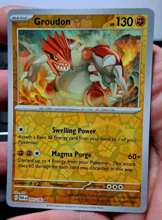 Pokemon Trading Cards - Groudon - 093/182 - Reverse Holo - Paradox Rift Singles - NM