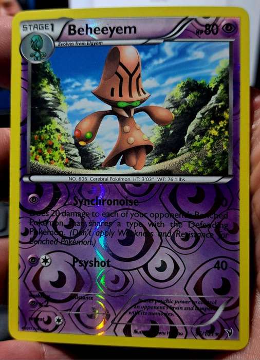 Pokemon Trading Cards - Beheeyem - 56/101 - Reverse Holo Rare - B&W Noble Victories - NM