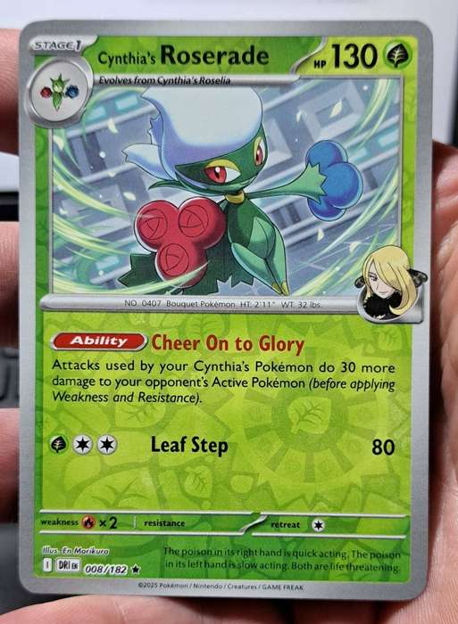 Pokemon Trading Cards - Cynthia's Roserade - 008/182 - Reverse Holo - Destined Rivals - NM