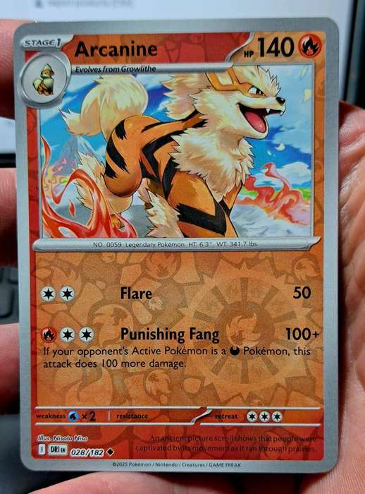 Pokemon Trading Cards - Arcanine - 028/182 Reverse Holo - Destined Rivals - NM