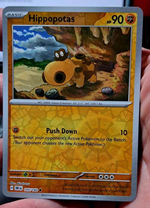 Pokemon Trading Cards - Hippopotas - 105/182 Reverse Holo - Destined Rivals - NM