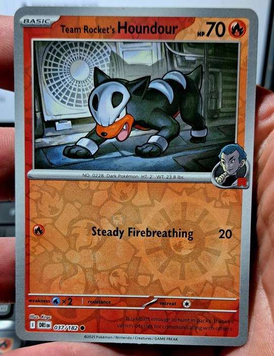 Pokemon Trading Cards - Team Rocket's Houndour - 037/182 Holo Rare - Destined Rivals - NM