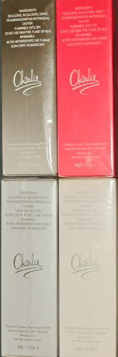 CHARLIE BLACK, RED ,SILVER & WHITE NATURAL SPRAY *EAU DE PARFUM*4×100ML*SEALED*NEW*CHRISTMAS GIFT.