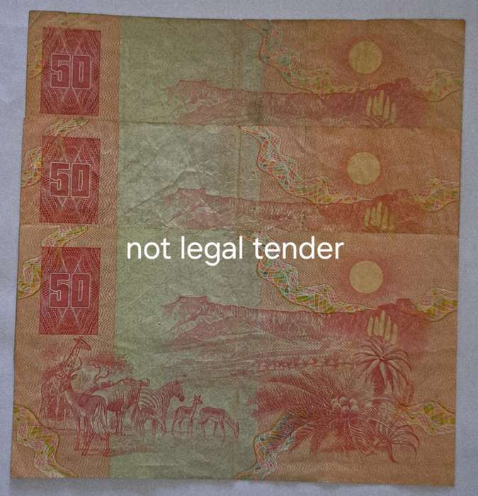 South Africa 3 Fifty Rand Bank Notes " GPC de Kock "
