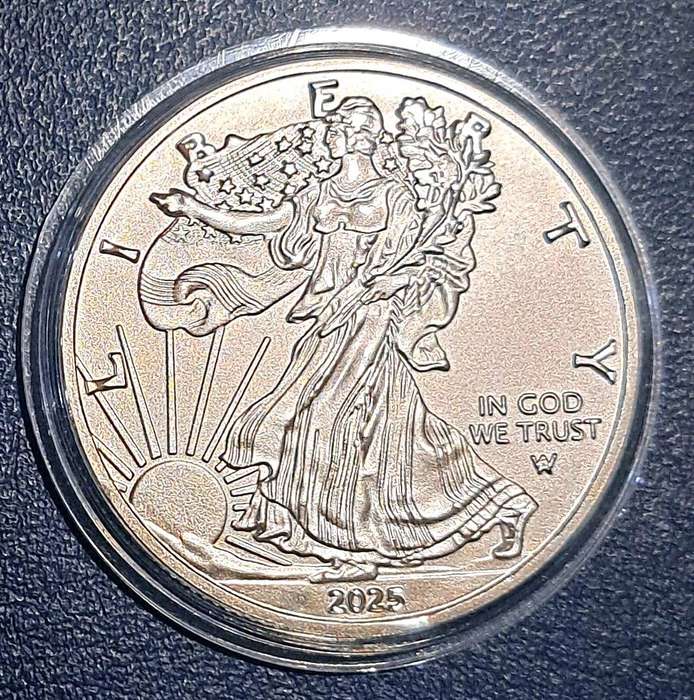 2025 Walking Library/Eagle Rounds/USA-1oz One Dollar Commemaritive Coin New in Capsule.Silver Plated