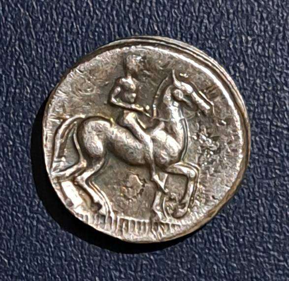 Ancient Greek Mythological Story Rusalka Dolphin moon Artemis coin.