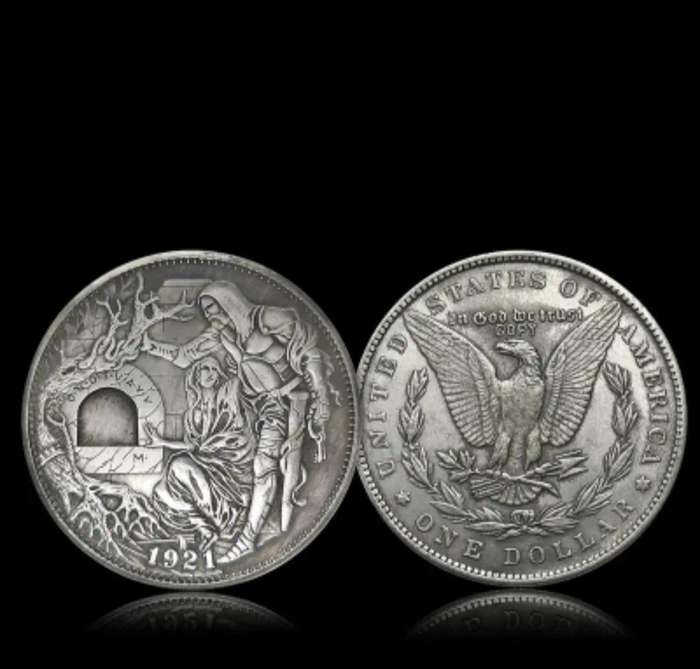 1921 Holy Grail Wandering Coin , Knight Drawn Sword