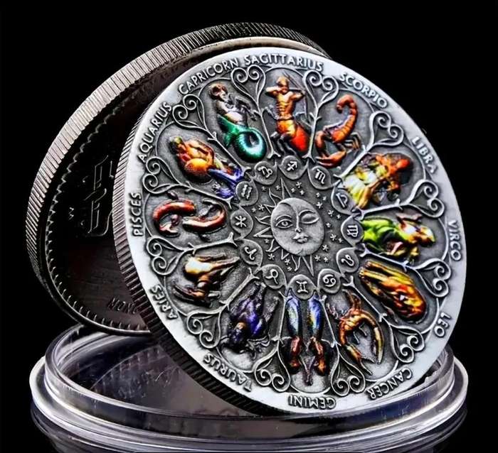 Twelve Constellation Commemorative Coin " Goddess of Fortune  40mm New in Capsule "Silver Plated "
