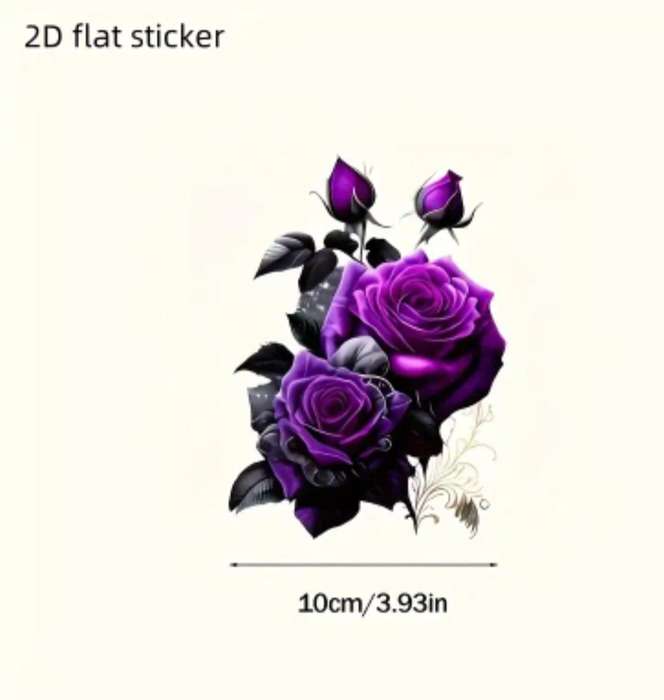 Vibrant Purple Rose Vinyl Sticker "Waterproof "