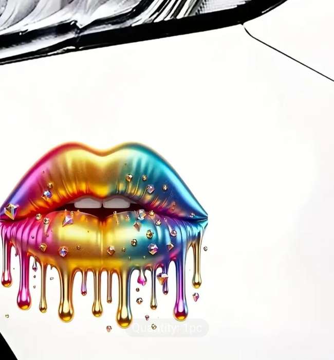 6 Inch Glossy Rainbow Lips & Sparkling Diamonds Vinyl Decal Sticker