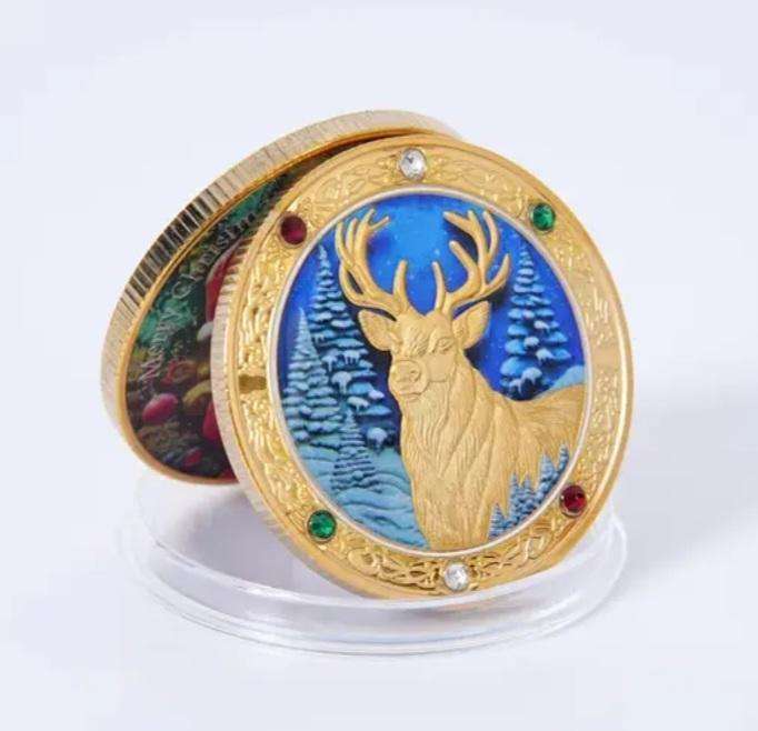 Santa Claus Merry Christmas Gold Plated Coin New in Capsule  40mm