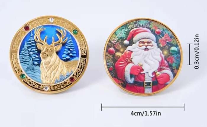 Santa Claus Merry Christmas Gold Plated Coin New in Capsule  40mm