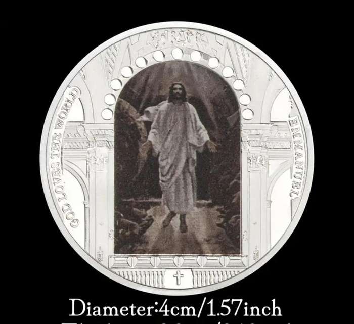 God love The World "EMMANUEL" Silvery Plated Commemorative Coin New in Capsule. "$"