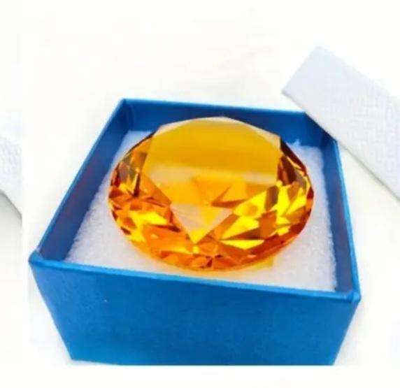 6cm Large Crystal Rhinestone Diamond  "Orange " Lovely, Excellent,in Box. Crystal "123- Grams."