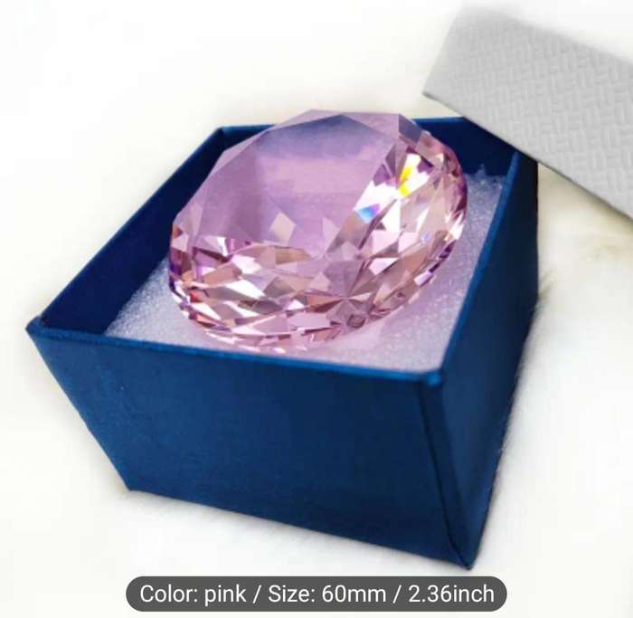 6cm Large Crystal Rhinestone Diamond  "Pink " Lovely, Excellent,in Box. Crystal "123- Grams."