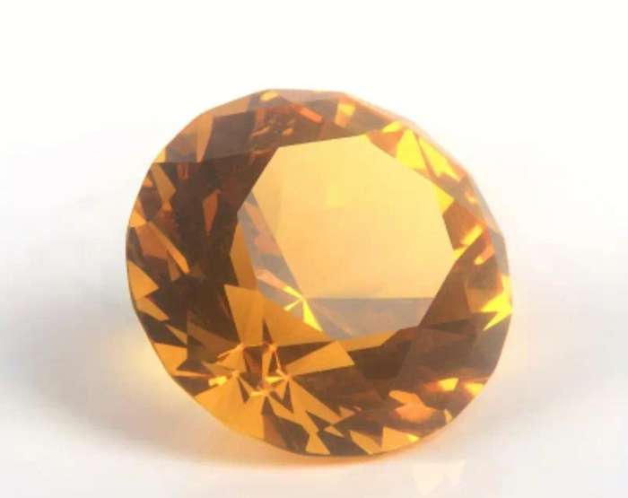 6cm Large Crystal Rhinestone Diamond  "Orange " Lovely, Excellent,in Box. Crystal "123- Grams."