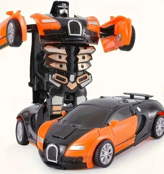 Single Button Automatic Transforming Robot Car Toy "Orange "