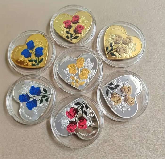 Full Set of 7 Stunning Valentine's Day Heart Shaped Coins New in Capsule. Difficult to get all 7.