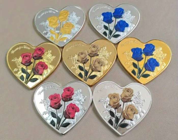 Full Set of 7 Stunning Valentine's Day Heart Shaped Coins New in Capsule. Difficult to get all 7.