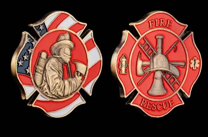 American Flag, Axe & Hydrant "Fire Fighters Commemoritive Coin. New