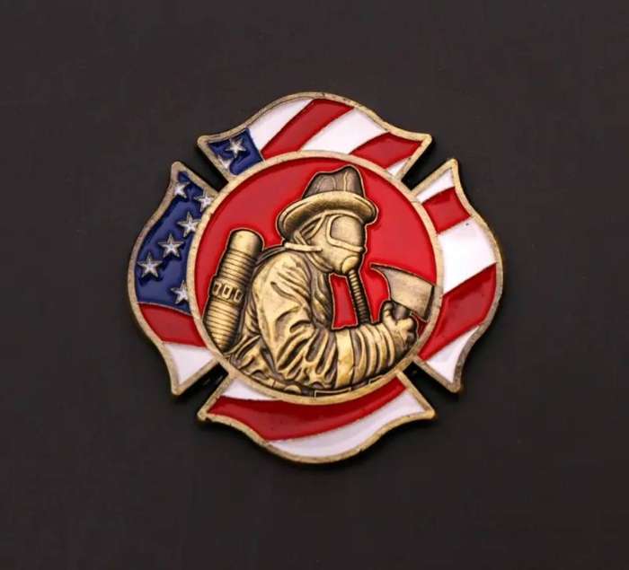 American Flag, Axe & Hydrant "Fire Fighters Commemoritive Coin. New