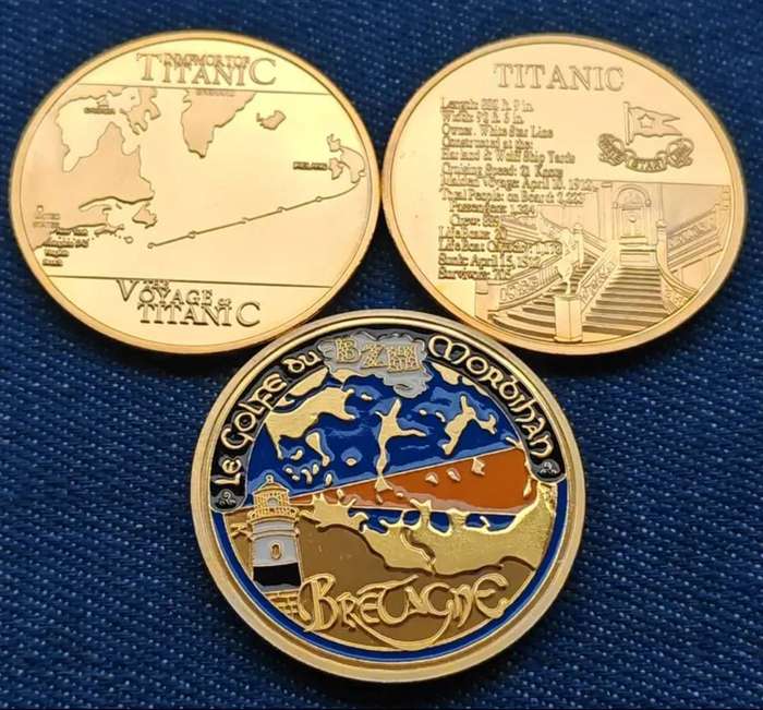 Titanic White Star Line, The world 8 Largest Liner. 3 Coins New in Capsule.