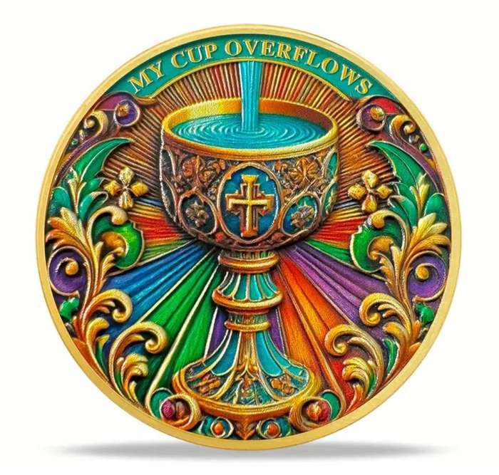 Colorful Chalice Commemorative Coin -Symbol of Strength & Courage. New in Capsule.