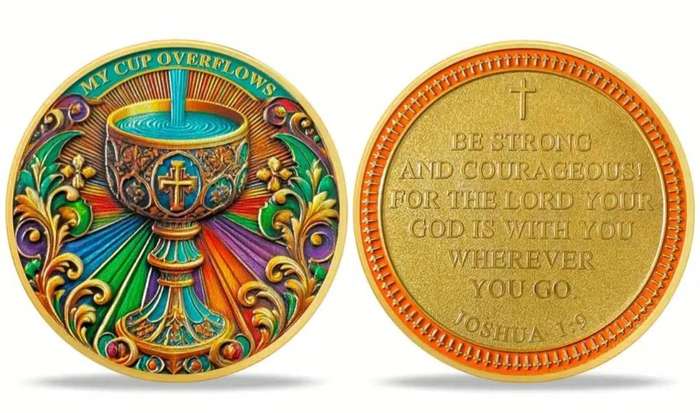 Colorful Chalice Commemorative Coin -Symbol of Strength & Courage. New in Capsule.
