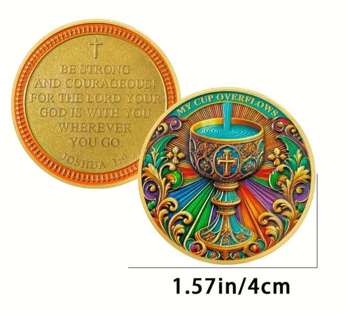 Colorful Chalice Commemorative Coin -Symbol of Strength & Courage. New in Capsule.