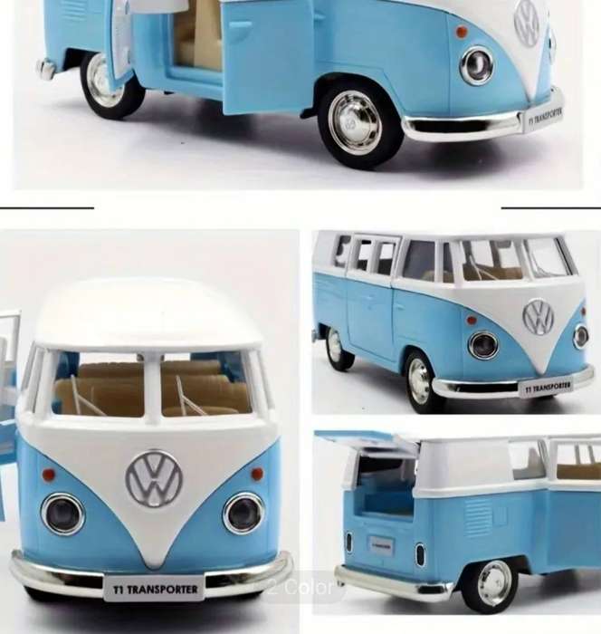 The Volkswagen "T1 Bus" Vintage Classic Car Toy pull-Buck New in Box Super Cute. Scale 1:36."Blue "