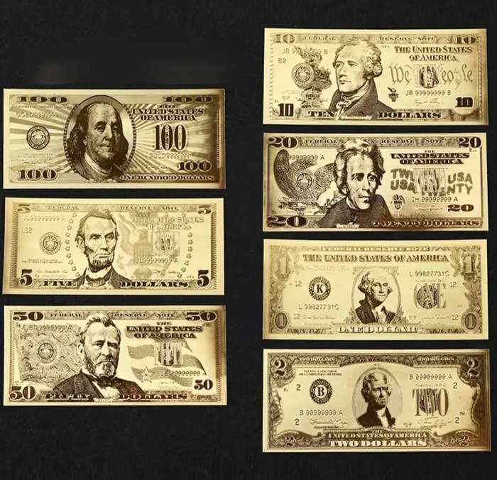 Golden Suit America 7 Golden Foil Banknote Set of 7 Notes  no2