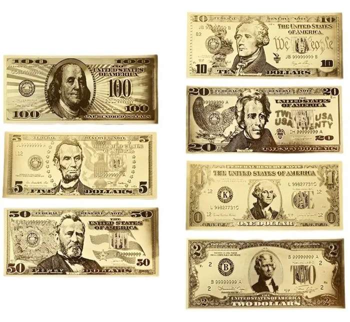 Golden Suit America 7 Golden Foil Banknote Set of 7 Notes  no2