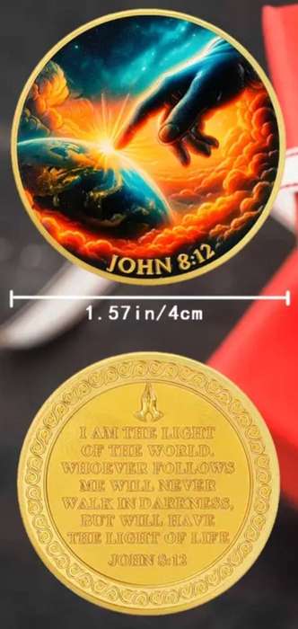 Pointing to Earth Special Religious Commemorative Coin "Special Coin" New in Capsule." John 8:12 "