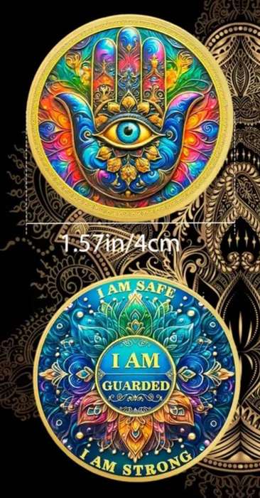 Hamsa-Hand"Symbol of Protection & Strength"I am Safe,I am Strong"Commemorative Coin New in Capsule