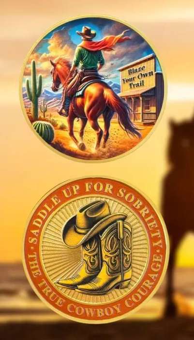 Riding Cowboy Symbolizes Courage & Determination Commemorative Coin New in Capsule.