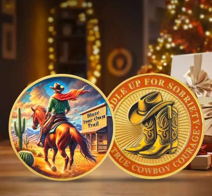 Riding Cowboy Symbolizes Courage & Determination Commemorative Coin New in Capsule.