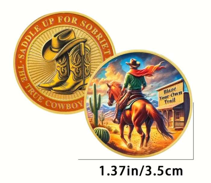 Riding Cowboy Symbolizes Courage & Determination Commemorative Coin New in Capsule.