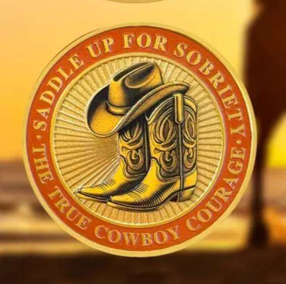 Riding Cowboy Symbolizes Courage & Determination Commemorative Coin New in Capsule.