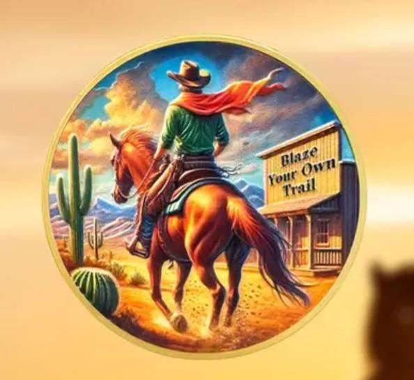 Riding Cowboy Symbolizes Courage & Determination Commemorative Coin New in Capsule.