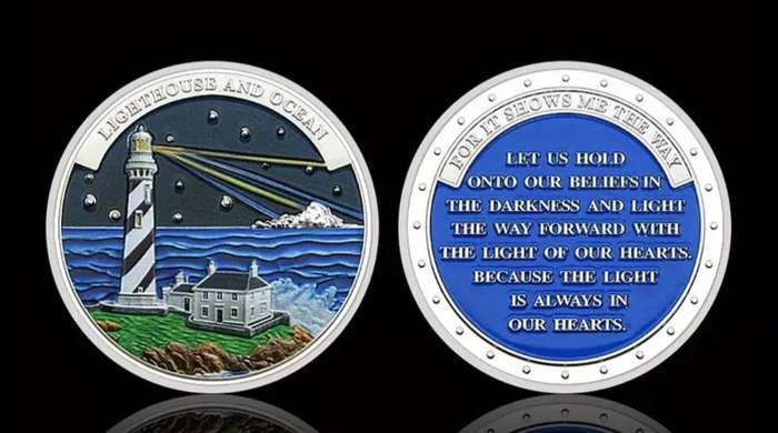 2 pc Lighthouse and Ocean  Commemorative Coins New in Capsule.