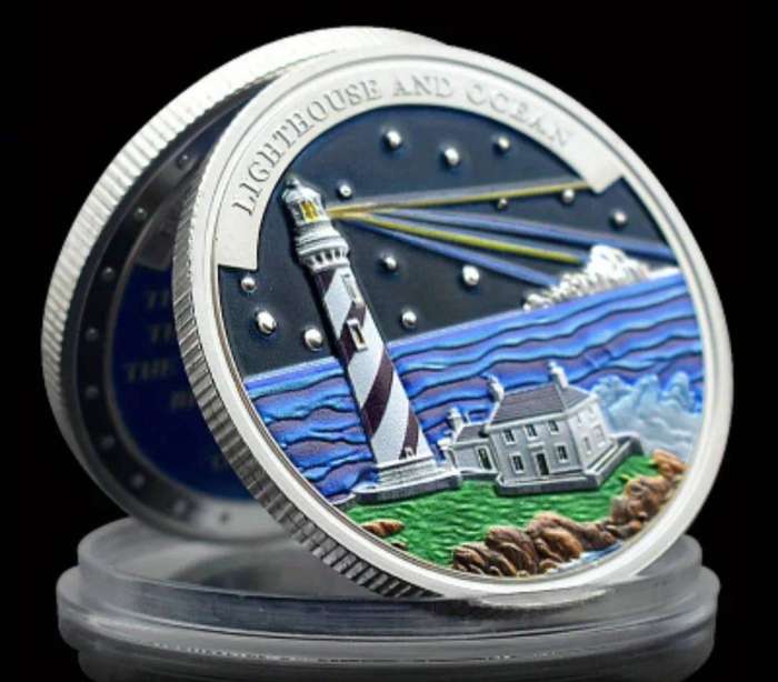 2 pc Lighthouse and Ocean  Commemorative Coins New in Capsule.