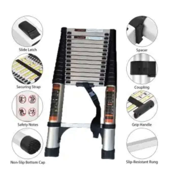 5M Telescopic Ladder Aluminum Alloy Foldable Extension Ladder