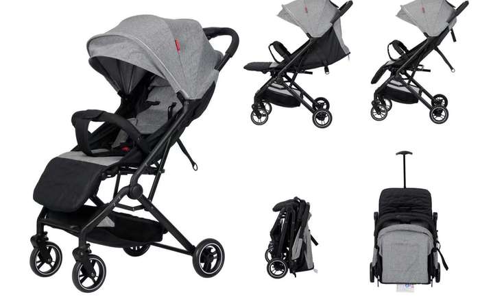 Ultra-Compact Lightweight Travel Stroller Stroller Pram (2, Black, Grey)