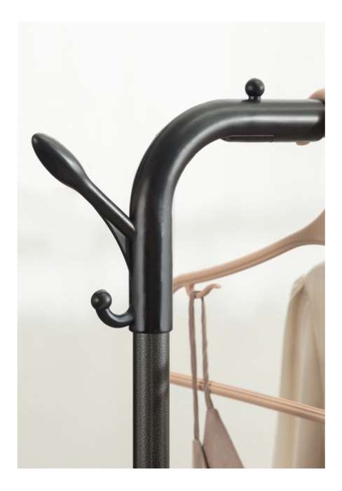Wheeled Removable Double Pole Clothes Drying Rack- Black