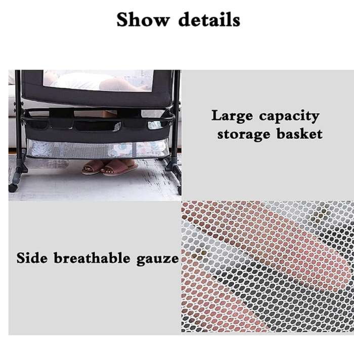 3 In 1 Foldable Bedside Baby Bassinet Sleeper Crib With Bed Net