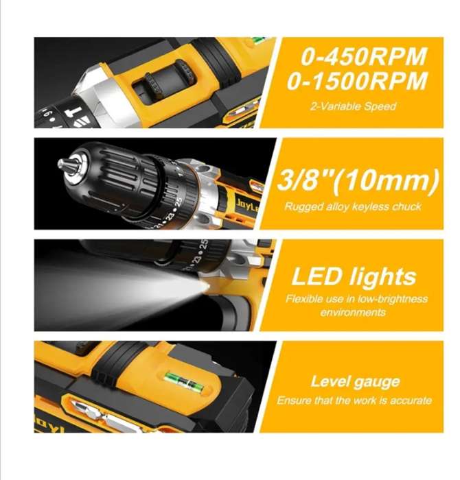 21V Electric Household Drill CORDLESS - Yellow