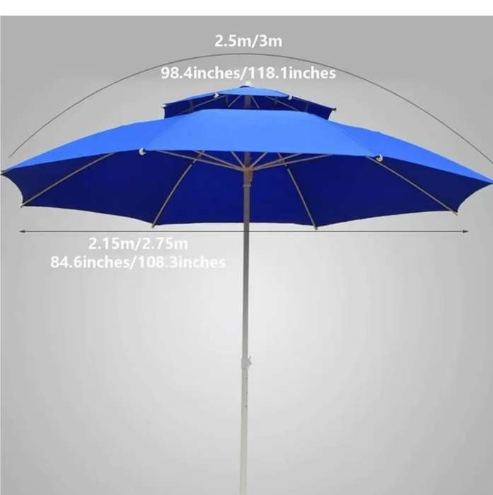 Round Double Top Umbrella Umbrella (Blue)