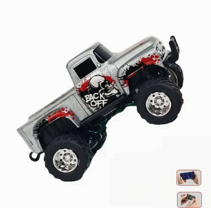 1:64 Mini Alloy Car Remote Control Off-Road Truck with Skull Head Graffiti Design