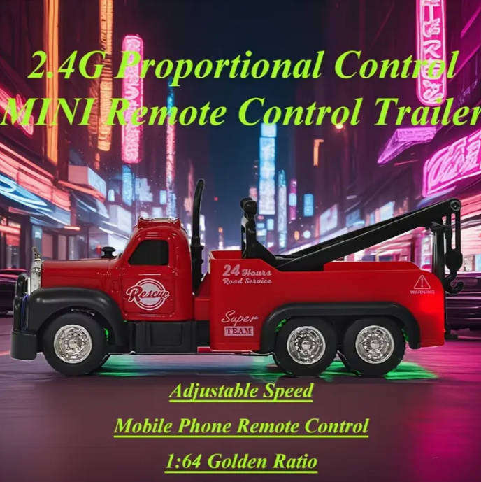 RC Alloy Remote Control Trailer Truck - 3-Speed Adjustable, 2.4G Dual-Frequency Wireless 1:64 Scale