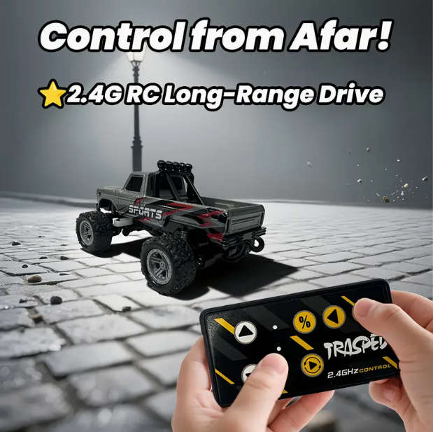 Remote Control 1:64 Scale Off-Road Truck with App & RC Controller - USB Rechargeable, Triple-Speed
